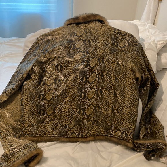 Vintage Brown Python Snakeskin faux Leather Jacket. CKN of Scandinavia - Picture 4 of 5
